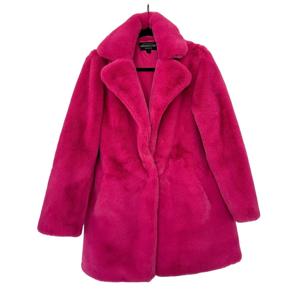 Donna Salyers' Fabulous Furs (S) Faux Fur Le Mink Jacket- Hot Pink Overcoat